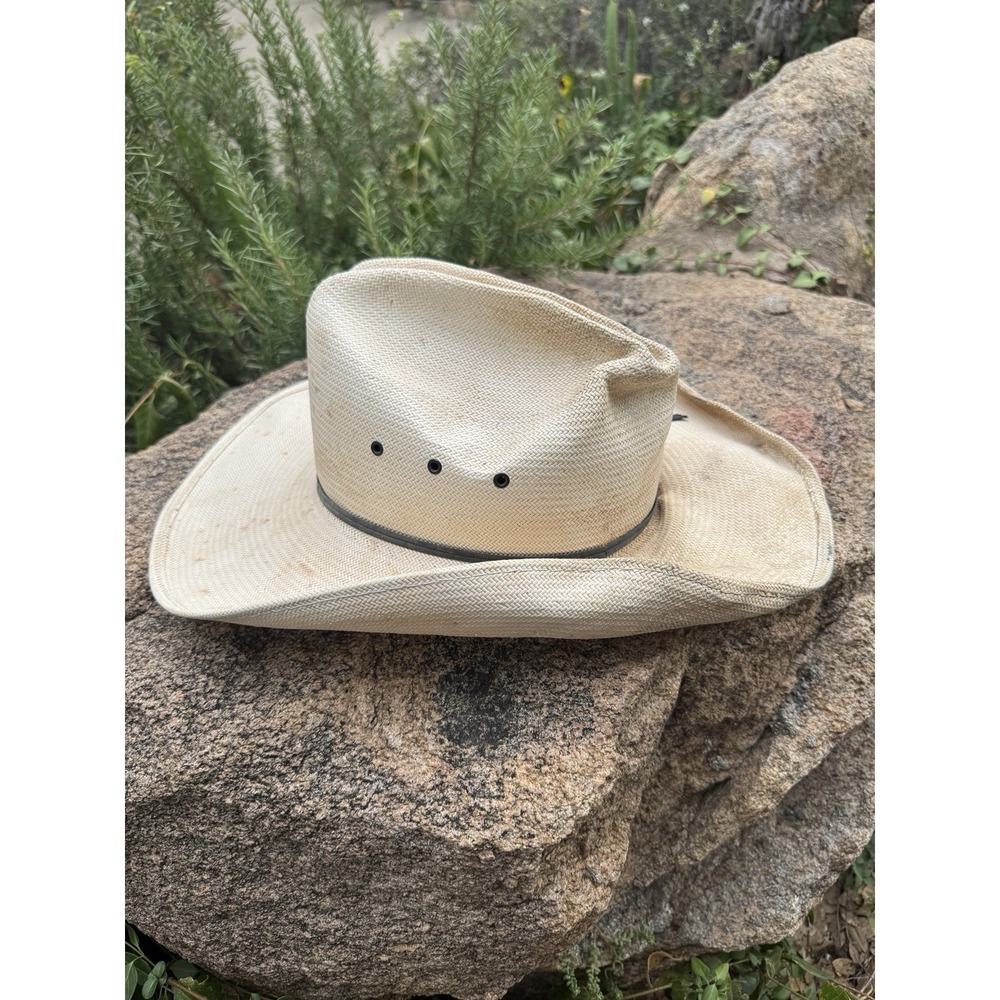Vintage Distressed Straw Cowboy Hat Renegade Sz 7 1/8